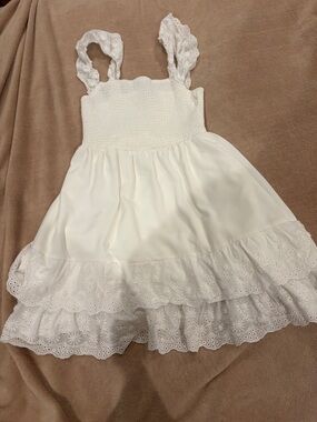 White Eyelet Ruffle Babydoll Dress